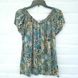 Claudia Richard Women's Size XL Pullover Smocked Blouse